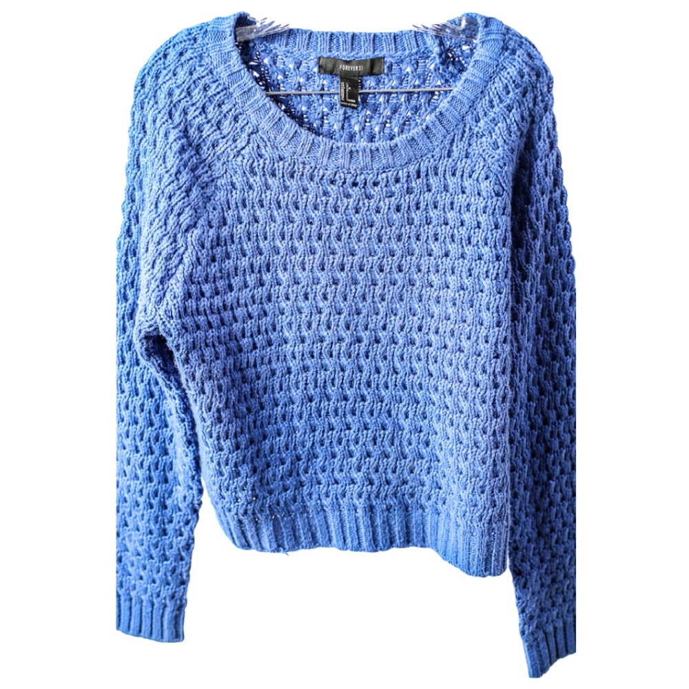 Forever 21 Blue Cable Knit Sweater